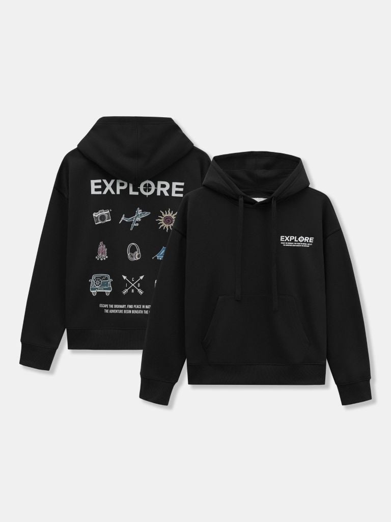 Áo Hoodie Nam Nỉ Explore Form Loose