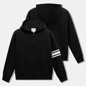 Áo Khoác Hoodie Zip Nam Mixing Horizontal Stripes Form Loose