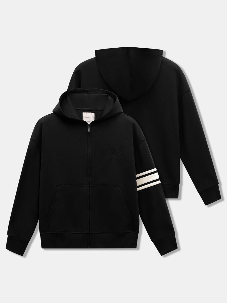 Áo Khoác Hoodie Zip Nam Mixing Horizontal Stripes Form Loose